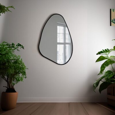 Asymmetrical Black Framed Mirror - Modern Irregular Wall Decor - Unique Entryway & Christmas Accent - Image 4