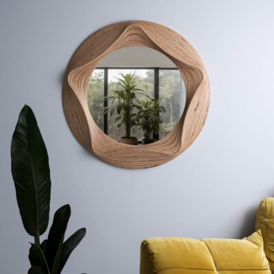 Rustic Asymmetrical Wooden Mirror for Stylish Home Interiors, Irregular Living Room Mirror, Handmade Mirror Wall Decor, Farmhouse Mirror - Image 4