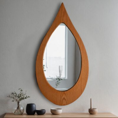 Charming Raindrop Wall Mirror - Handmade Oak Frame, Ideal Wedding Present,Housewarmings or Christmas Gift, Drop Irregular Decor, Wall Mirror - Image 2