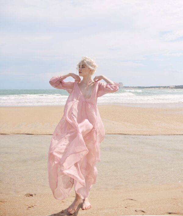 Sheer Silk Long Dress - Maternity Dress for Photoshoot - Sheer Silk Beach Cover up - Sheer Long Dress - Lelasilk