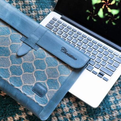 Personalized Leather MacBook Sleeve - Custom Fit 13" 14" 16" Pro & Air - Monogrammed Laptop Bag