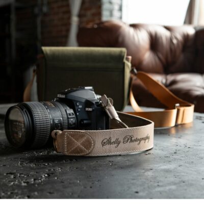 Personalized Leather Camera Strap - Custom Engraved DSLR Strap Gift for Photographers - Men & Women