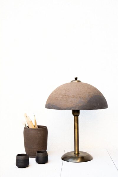 Ceramic Bedside Desk Lamp, Pottery Clay Light Table Lamp, Abstract Mushroom Lamp, Mid Century Pedestal Chandelier, Brown Office Lamp