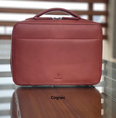 Handmade Leather Tech Organiser, Gadget Organiser - Cognac Color