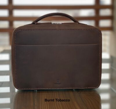 Handmade Leather Tech Organiser, Gadget Organiser - Burnt Tobacco Colour