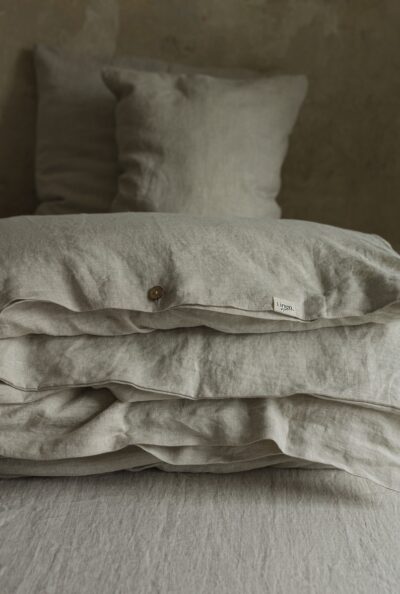 Organic natural 100% linen duvet comforter cover with buttons in various colors and custom sizes, handmade soft stone washed bed linens