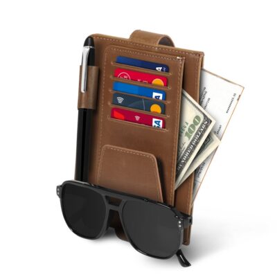 Car Document Organizer with Glasses Holder Stand, Auto Document Holder, Leather Car Visor Organizer, Multifunctional Cute Car Accessories