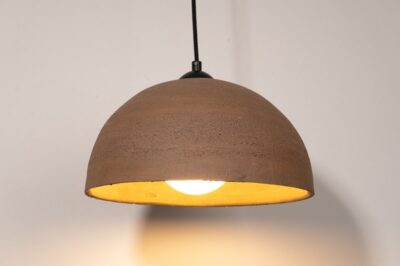 19" Natural Textured Handmade Ceramic Brown Large Pendant Light, Wabi Sabi Lamp, Home Decor Chandelier, Handmade Chandelier, Home Gift