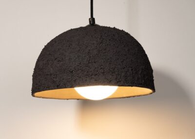 19" Black Handmade Modern Natural Textured Ceramic Pendant Lamp Chandelier, Valentine's Day Gift, Home Gift, Christmas Gift, Outdoor Lamp