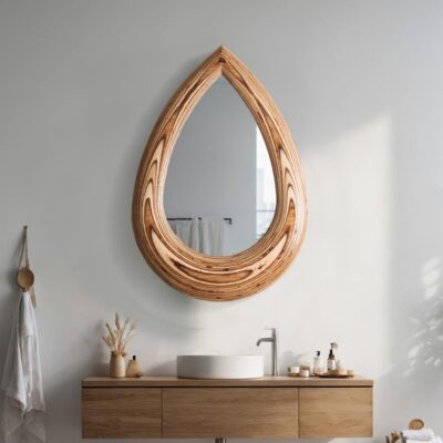 Handmade Wooden Raindrop Mirror - Unique Wall Decor, Christmas Gift & Home Accent