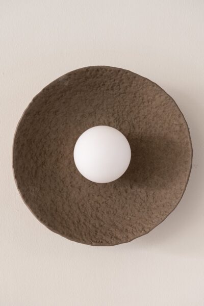 12 inches Wabi Sabi Handmade Ceramic Wall Lamp, Brown Ceramic Wall Sconces, Minimalist Wall Light