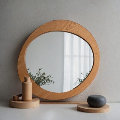 Wood Framed Asymmetrical Mirror, Irregular Wavy Wall Mirror, Aesthetic Home Decor, Entryway Wall Mirror, Christmas Gifts, Wall accessory