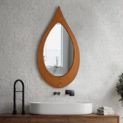 Charming Raindrop Wall Mirror - Handmade Oak Frame, Ideal Wedding Present,Housewarmings or Christmas Gift, Drop Irregular Decor, Wall Mirror