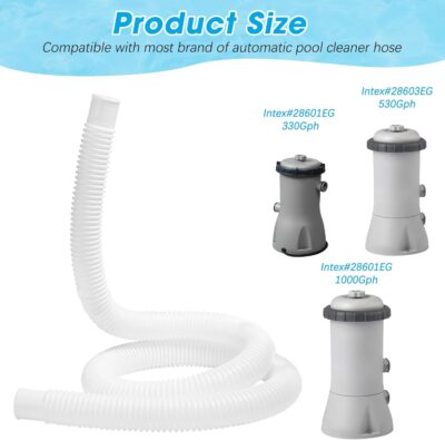 Pool Hoses for Intex Above Ground Pools - 2 Pack 1.25" x 59" Replacement Pump Hose with Clamps - Image 2