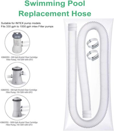 1. 25" Pool Filter Hose - 2 Pack - Compatible with 300-1000 GPH Pumps - Above Ground Swimming Pool Replacement Hose - Image 4