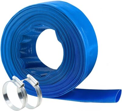 2" x 50 FT Heavy Duty Pool Backwash Hose - Lay Flat PVC Discharge Hose with Clamps