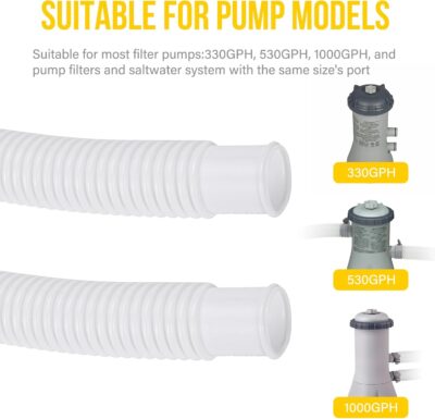 Pool Hose 4-Pack - 1.25" x 59" Above Ground Pool Filter Pump Replacement Kit with Clamps & Holders - Image 4