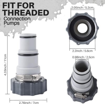 Intex Pool Hose Adapter (2-Pack) - 1.5" & 1.25" Threaded to Clamp - Filter Pump & Salt System Conversion - Image 3