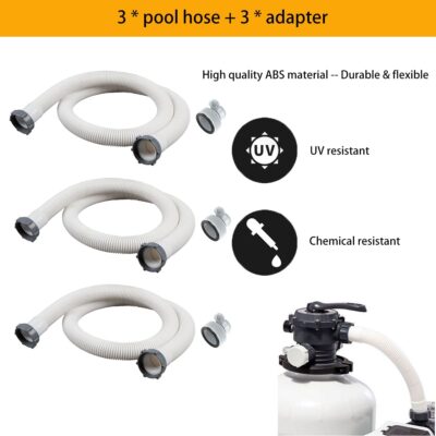 3 Pack Pool Hoses for Above Ground Pools 59"x1.5" With 3 Type B Hose Adapters - Pool Pump Hose Accessories - Above Ground Pool Hose Replacement - Pool Pump Hoses for Above Ground Pools - Image 2