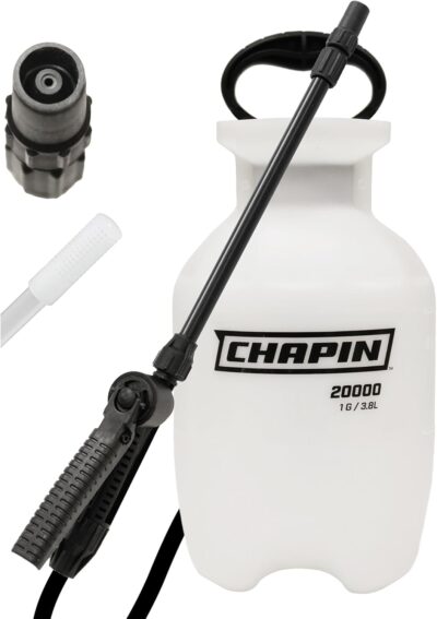 Chapin 20000 Made in USA 1 -Gallon Lawn and Garden Pump Pressured Sprayer, for Spraying Plants, Garden Watering, Weeds and Pests, Polypropylene, Translucent White