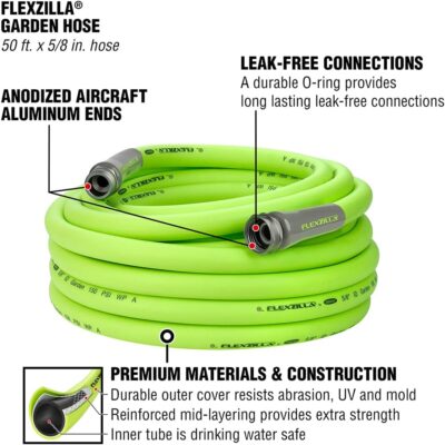 Flexzilla HFZG550YW Garden Lead-In Hose 5/8 In. x 50 ft, Heavy Duty, Lightweight, Drinking Water Safe - Image 4