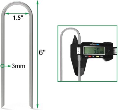 AAGUT 16 Pack Garden Landscape Staples 6 Inch Soaker Hose Stakes 11 Gauge Drip Line Irrigation Stakes Water Hose Hooks Galvanized Lawn U Pins Sod Nails for Chicken Wire, Drip Tubing, Dog Fence - Image 2