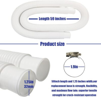 2 Pack Pool Pump Hose Replacement - 1.25" x 59" - Compatible with Intex 607/637 + Clamps - Image 2