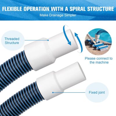 Pool Vacuum Hose With Swivel Cuff 1-1/2" Diameter 18FT Flexible Heavy Duty Pool Vacuum Cleaning Hose Perfect for Above&In Ground Swimming Pool - Image 2