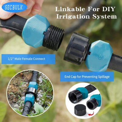 Flat Soaker Hose for Garden Beds 10 25 50 75 ft, 25" Short Linkable Drip Irrigation Hose Save 80% Water, Leakproof Watering Hose with Holes - Image 3