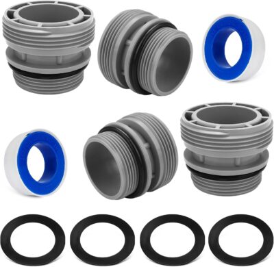 Hose Conversion Adapters Kit for Intex & Coleman Pools, 4560 40mm Hose to 1 1/2 Inch Filter Hose Conversion Kit for Hayward Pool Filter Pump Hose Connector Above Ground Pools Part, 4 Pack, Grey