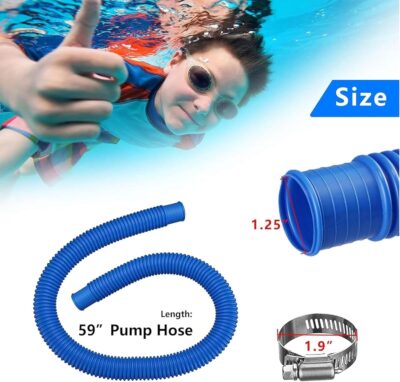 Pool Hoses Replacement 1.25" x 59" for Above Ground Pools - Diameter Pool Pump Hoses for Intexx 607 637 Pump, Pool Filter Hose for 330GPH 530GPH 1000GPH Filter Pumps (Blue 2pcs) - Image 2