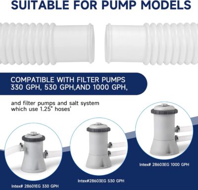 Pool Hoses for Intex Above Ground Pools - 4 Pack 1.25" x 59" Filter Pump Hose with Clamps - Image 4