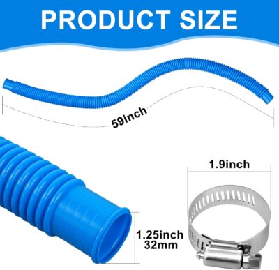 4-Pack Pool Hose 1.25" x 59" for Above Ground Pools - Replacement Pump Hose with Clamps - Image 2