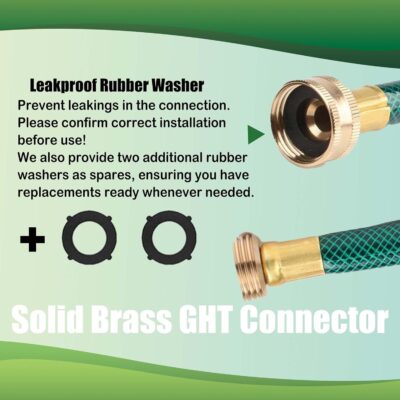 ½" Outdoor PVC Garden Hose for Lawns, Water Hose, Boat Hose, Flexible Durable and Leakproof, Solid Brass GHT Connector (25, Green) - Image 2