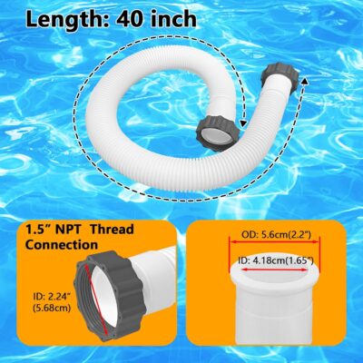 1. 5" Pool Pump Hose - 2 Pack - 40" Replacement Hose for Above Ground Pools - Sand Filter & Saltwater System Compatible - Image 4