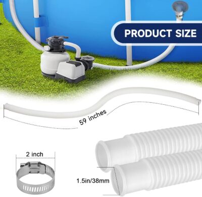 1.5 Inches Pool Hoses for Above Ground Pools, 2 Pack 1-1/2" Diameter Pool Pump Replacement Hose 59" Long Filter Pump Hose Compatible with 1.5" Pool Hose Pump (2) - Image 2