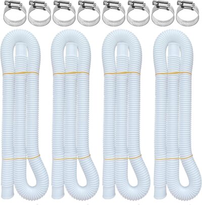 Pool Hoses for Above Ground Pools, 4 Pack 1.25 x 59 Inch Pool Filter Pump Hoses, Compatible with Intex Pool Filter Pump 607, 637 With 8 Metal Clamps(4)