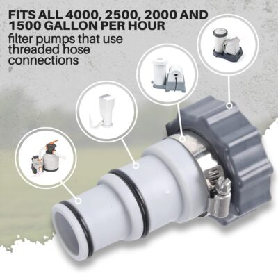 Intex Pool Hose Adapter (2-Pack) - 1.5" & 1.25" Threaded to Clamp - Filter Pump & Salt System Conversion - Image 4