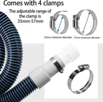 1. 5" x 6ft Pool Filter Pump Hose Kit - Above Ground Pools, Skimmer & Vacuum - with Adapters - Image 2