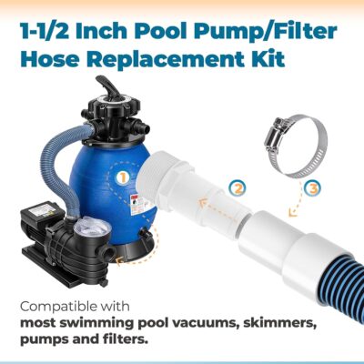 ANTOBLE 1.5" Pool Filter Hose Kit - 6ft (2 Hoses) w/ Adapters & Clamps - Above Ground Pool Pump Replacement - Image 3