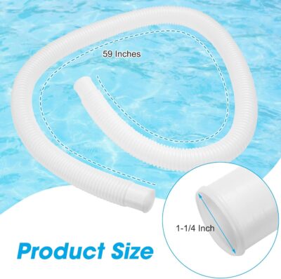 Pool Hoses for Above Ground Pools, 2-pack 1.25" Diameter Accessory 59" Long Pool Pump Replacement Hose for Intex Models 607,637, Includes 4 Metal Clamps - Image 4