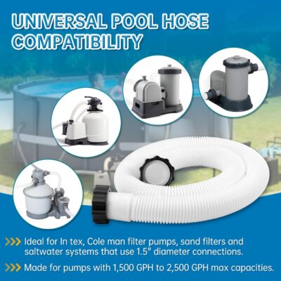 29060E In tex Pool Hoses for Above Ground Pools 1.5'' Pool Pump Hose 59'' for Cole man Pool Hose Replacement Sand Filter Hose for Saltwater Systems Pool Hose 2 Pack, 1,500 Higher GPH - Image 5