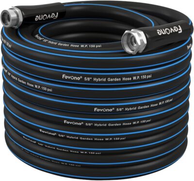 Fevone 100 ft Heavy Duty Garden Hose - 600 PSI Kink-Free Water Hose with Aluminum Fittings