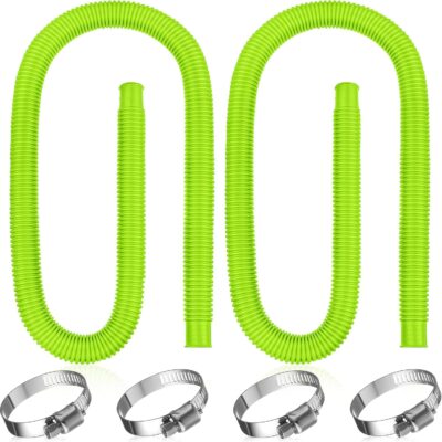 Jadive 1.5" x 59" Pool Hose 2-Pack - Above Ground Pool Pump Replacement with Clamps (Green)