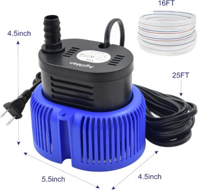 AgiiMan Pool Cover Pump Above Ground - Submersible Swimming Sump Inground Pump, Water Removal with 16' Drainage Hose and 25 Feet Power Cord, 850 GPH, 3 Adapters, Blue - Image 5