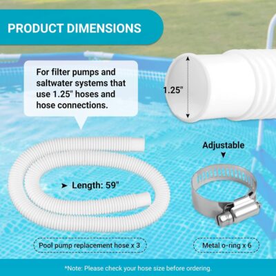 1.25" x 59" Pool Hose Replacement (3-Pack) - Compatible with Intex 330/530/1000 GPH Pumps - Includes Clamps - Image 2