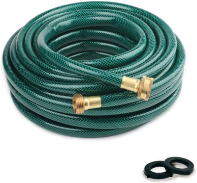 ½" Outdoor PVC Garden Hose for Lawns, Water Hose, Boat Hose, Flexible Durable and Leakproof, Solid Brass GHT Connector (25, Green)