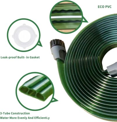 150 FT Flat Soaker Hose - Heavy Duty Lawn Sprinkler Hose for Garden Watering, Irrigation, & Kids Fun - Image 4