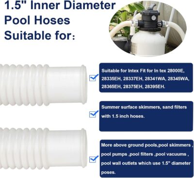 1.5 Inches Pool Hoses for Above Ground Pools, 2 Pack 1-1/2" Diameter Pool Pump Replacement Hose 59" Long Filter Pump Hose Compatible with 1.5" Pool Hose Pump (2) - Image 5