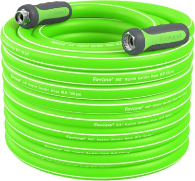 Fevone 80 ft Garden Hose, Heavy Duty Water Hose, Hybrid Polymer, Kink Resistance, Flexible, Durable, Leak Free, Aluminum Fittings, 3/4" GHT, 5/8" ID, 600 PSI, Drinking Water Safe